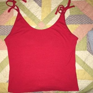 Red tie tank top
